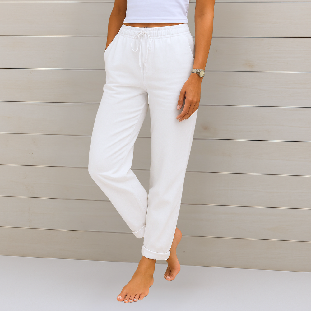 Maylora | Drawstring Relaxed Linen Trousers