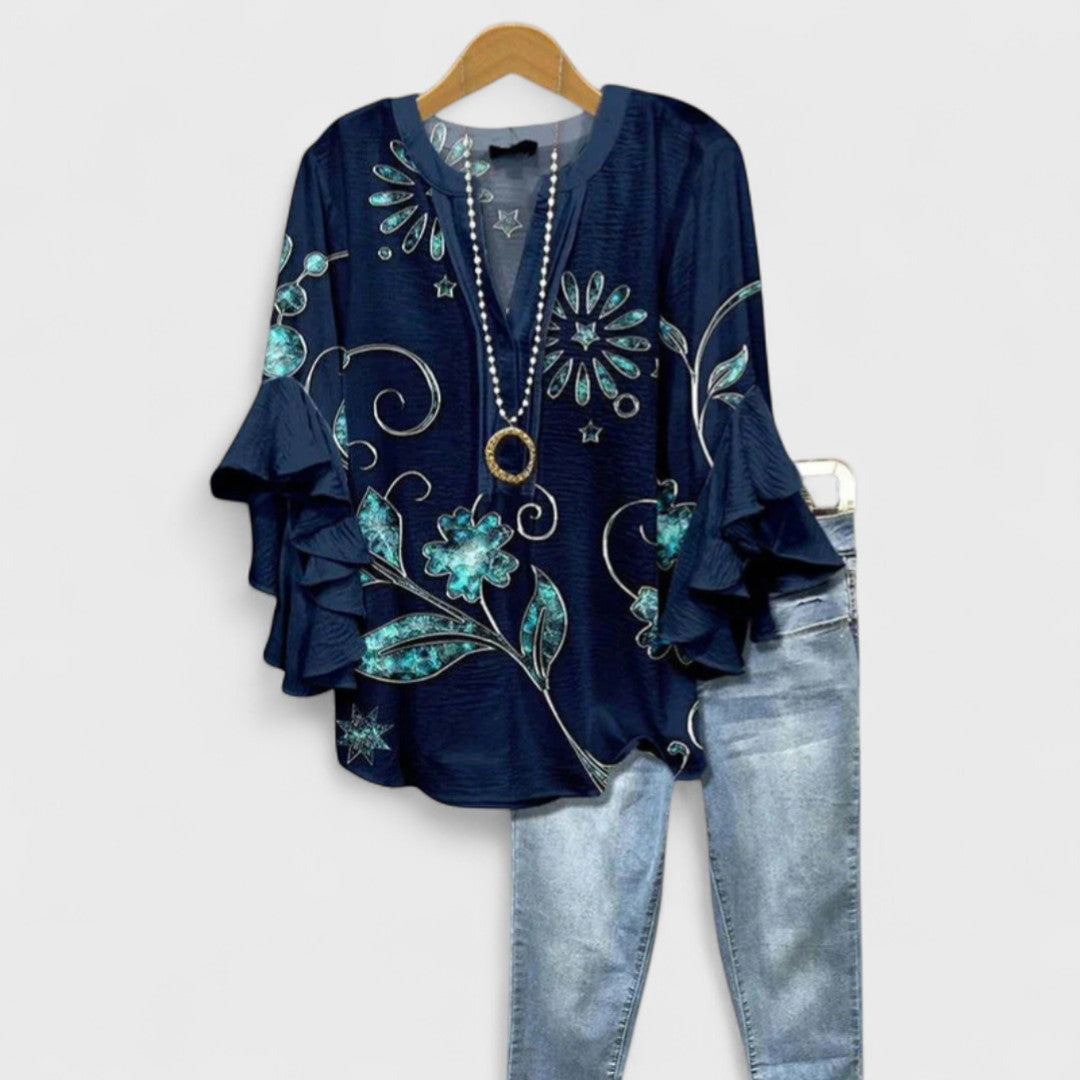 The BloomRuffle Elegance Blouse