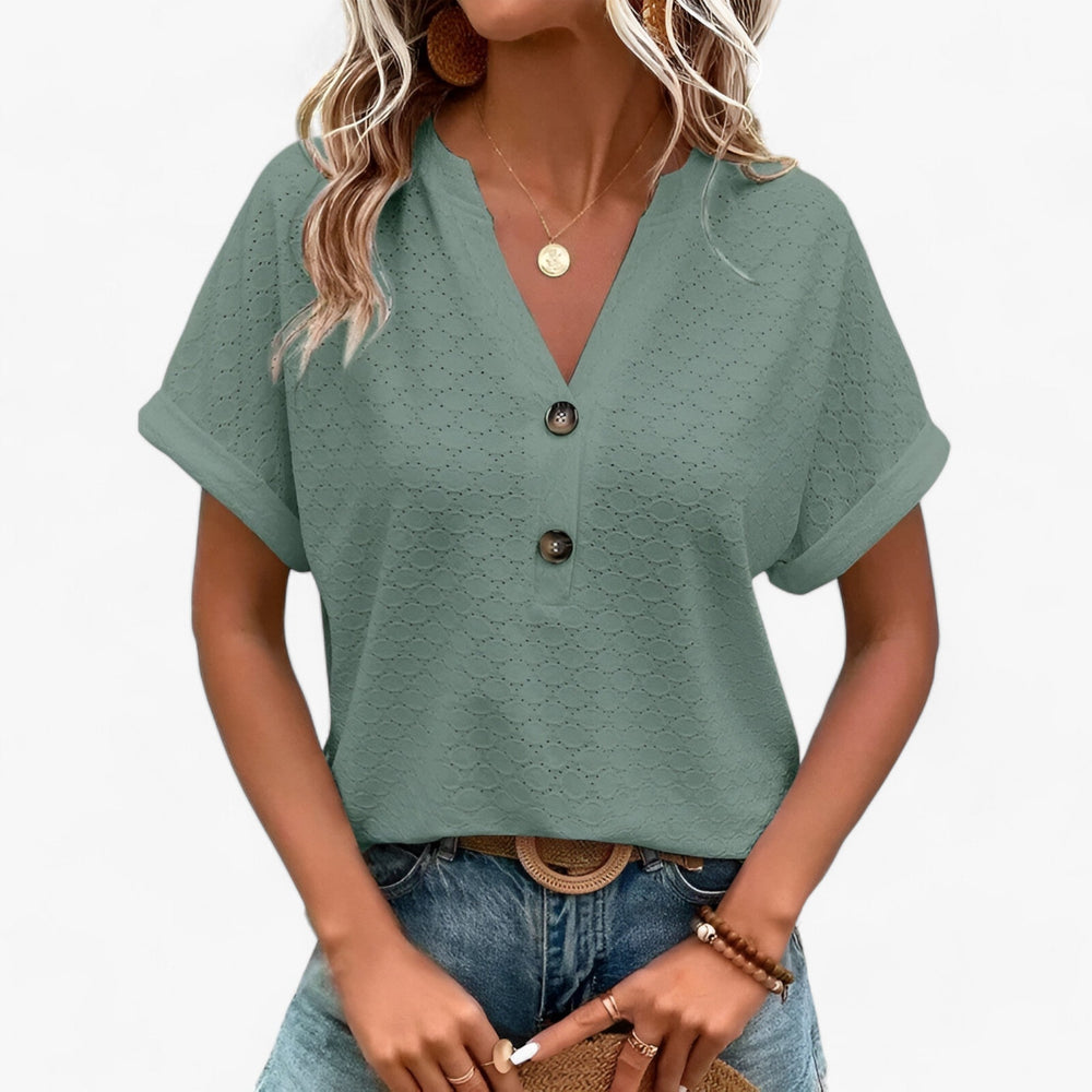 Zoey | Casual V-Neck Buttoned Blouse
