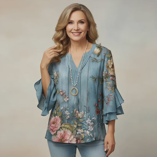 The BloomRuffle Elegance Blouse