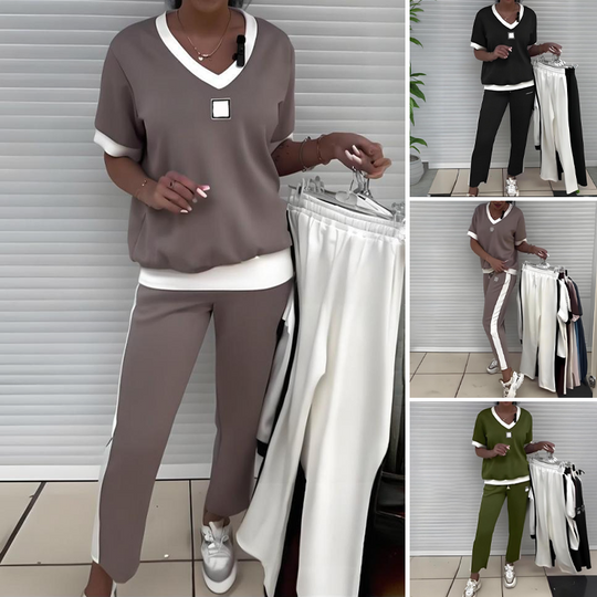 Maliah | Casual Set with V-Neck Top and Pants